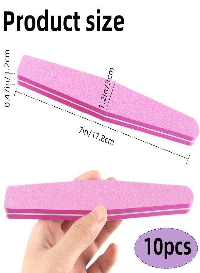 TKYZMS 10 Pack 100/180 Grit Nail Files and buffers,Double Sided Nail Files,Nail Buffer Block,Fingernail File,Sponge Buffing Nail File,for Acrylic/Natural Nails(Pink) - Image 2